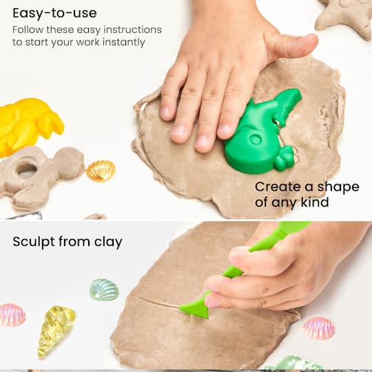 Arteza® Kids Sandy Clay Beach Kit with Shapes ,33 pcs